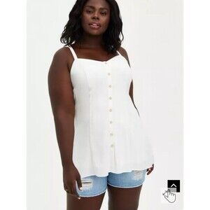 Torrid Fit And Flare Rayon Slub Button-Front Cami Size 0 (L)